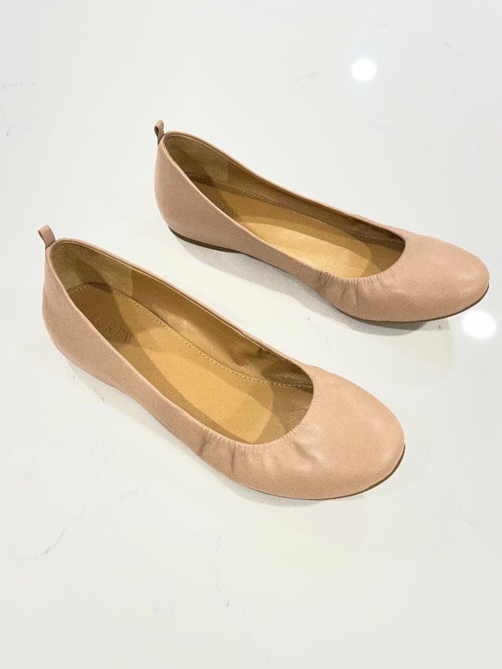J. Crew Anya Leather Nude Ballet Flats Size 8